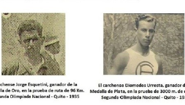 El Jorge Esquitini y el Diomedes Urresta en la segunda olimpiada nacional en Quito de 1935